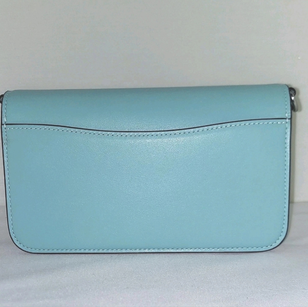 Coach Toni Smooth Leather Crossbody Shoulder Clutch Blue Silver Hardware CT778 - Picture 9 of 15